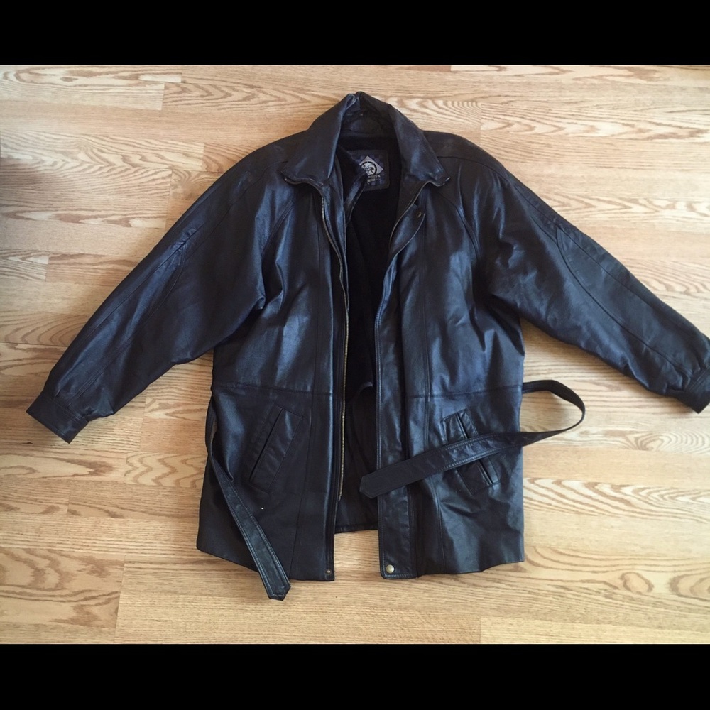 Unisex Faux Black Leather Coat